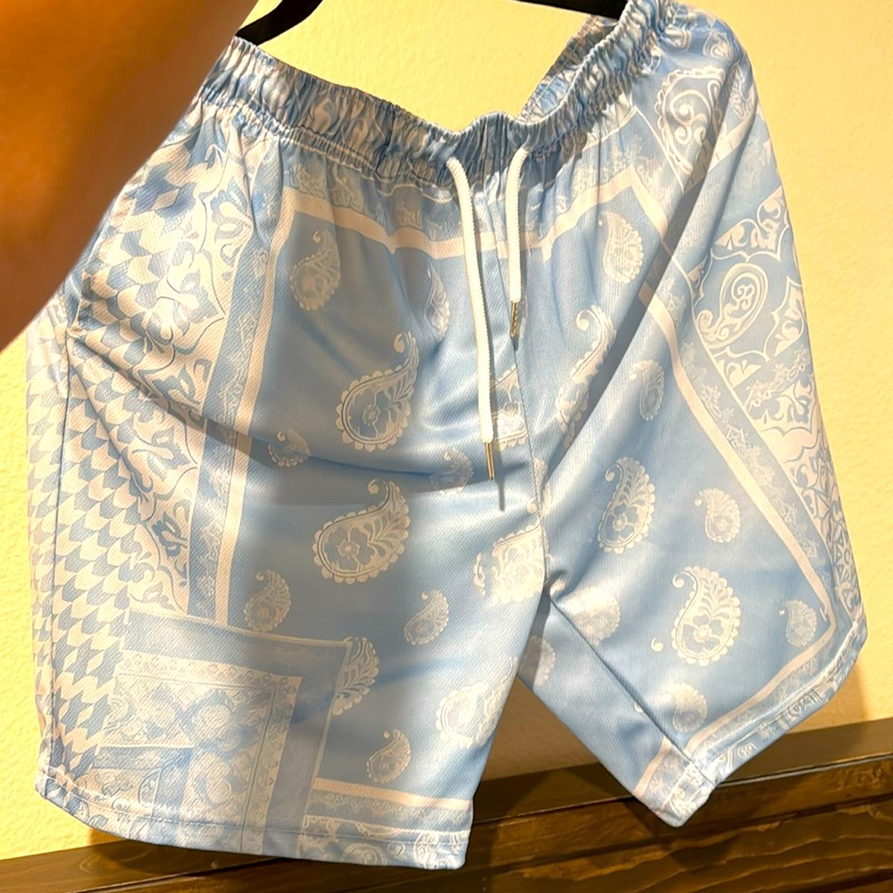 Light Blue Bandana Pattern Shorts